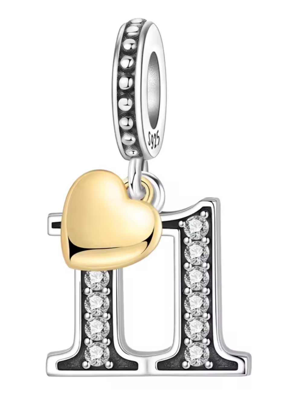 Pandora Two-Tone Number 11 Charm with Gold Heart